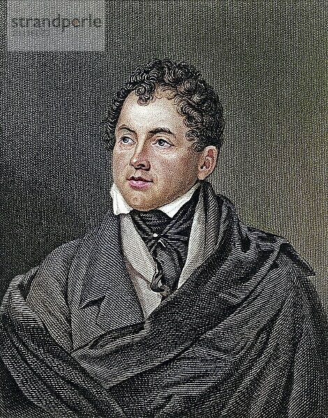 Thomas Moore (1779-1852) irischer Dichter und Schriftsteller. Freund von Leigh Hunt  Lord John Russell und Lord Byron  dessen Memoiren er vernichtete. Kupferstich aus The World's Great Men (London  ca. 1870)  Historisch  digital restaurierte Reproduktion von einer Vorlage aus dem 19. Jahrhundert  Record date not stated