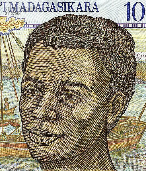 Junger Mann auf 1000 Francs Banknote aus Madagaskar von 1994