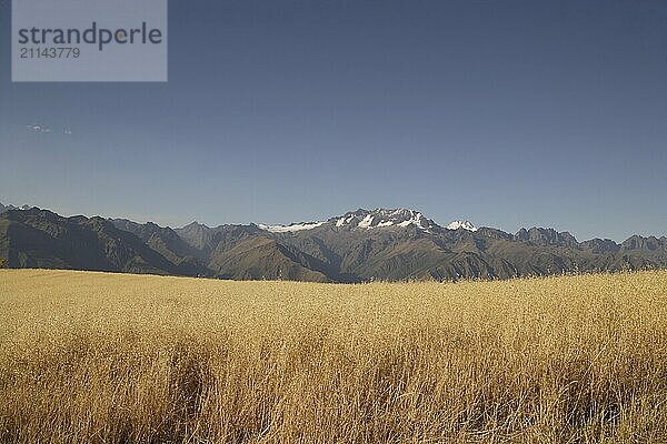 Schöne Berge in Peru mit perfekt blauem Himmel