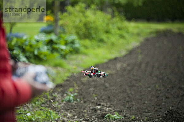 Drone pilot using virtual reality  Chilliwack  British Columbia  Canada