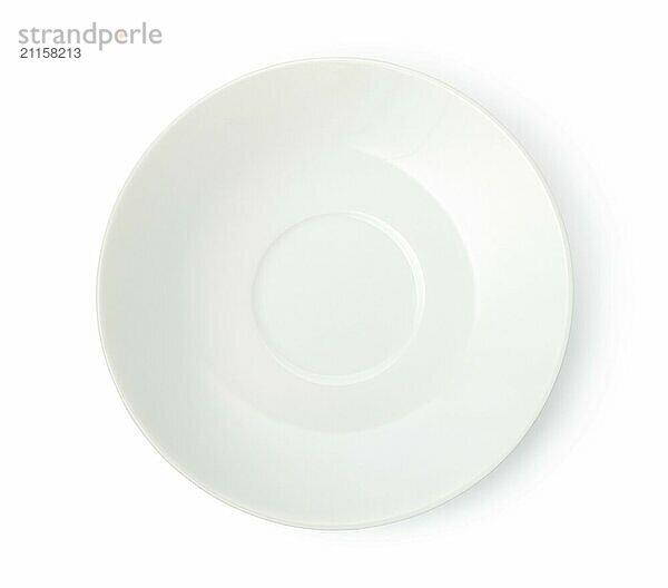 Round ceramic saucer isolated on a white background