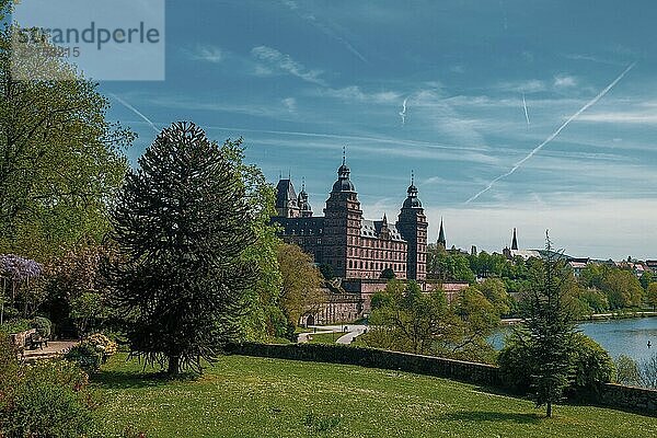 Panoramic view of Johannisburg Castle in Aschaffenburg  Germany  Europe