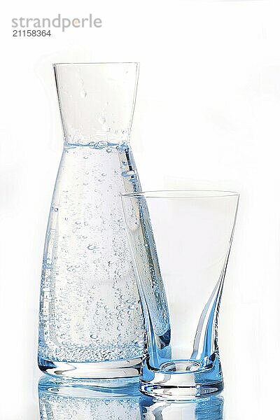 Water glass in front of a white background