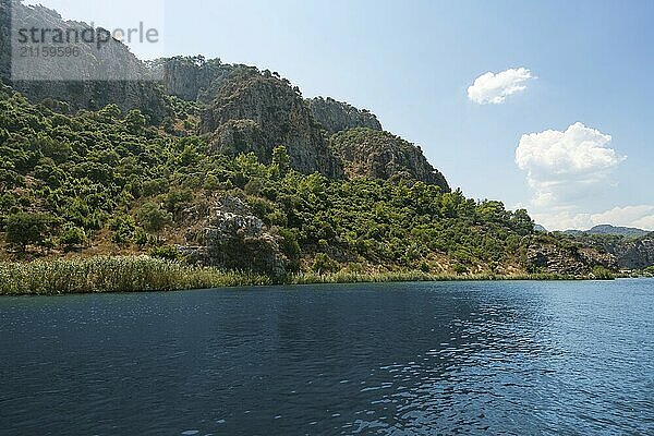 Beautiful mountain and river landscape in Turkey view on a sunny day