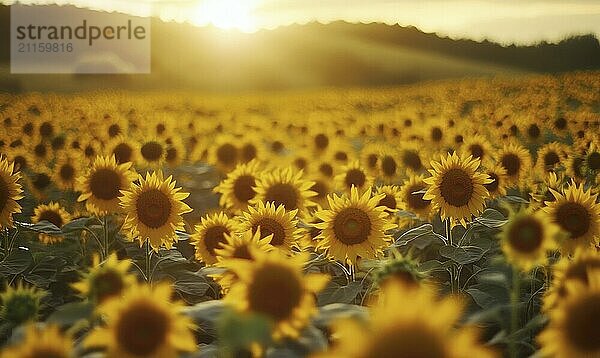 Nahaufnahme eines Sonnenblumenfeldes  selektiver Fokus AI erzeugt  KI generiert