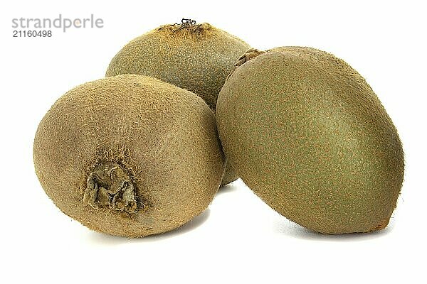 Three kiwis close up  fruit isolated on white background