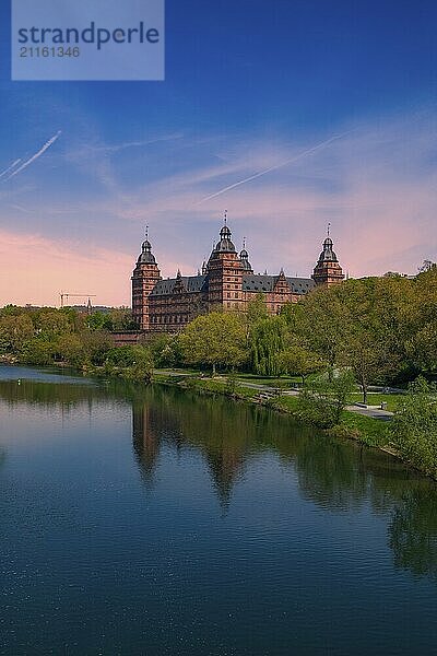 Panoramic view of Johannisburg Castle in Aschaffenburg  Germany  Europe