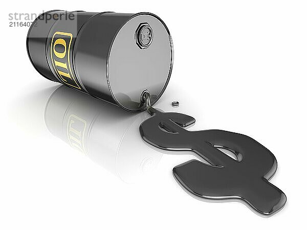 Oil Barrel and Dollar Sign  This is a 3d Rendered Computer Generated Image. Isolated on White