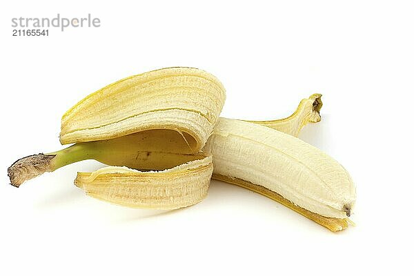 Peeled banana isolated on white background