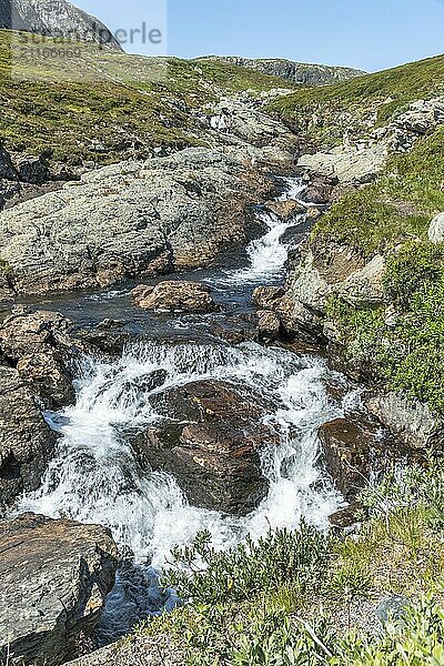 Small waterfall on the bitihorn track in norway