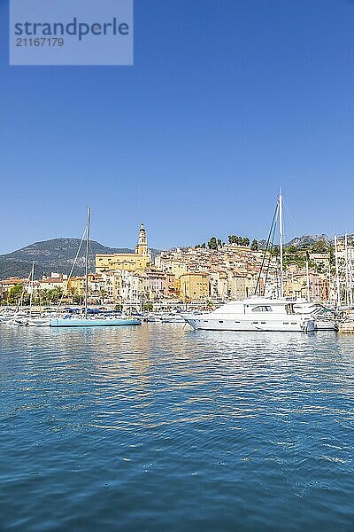 Menton  France  circa August 2021: view of the French Riviera  named the Coast Azur  located in the South of France  Europe