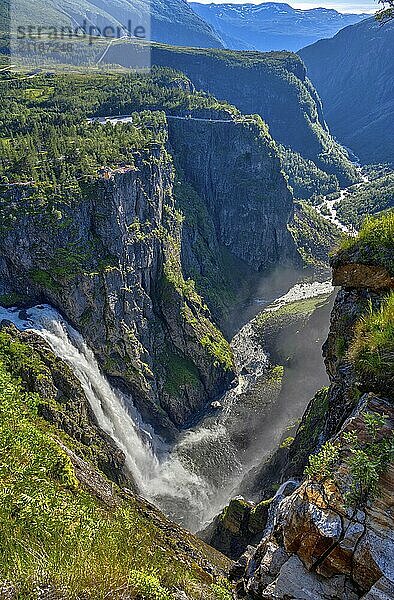 The beautiful Voringsfossen in Norway  one of the largest waterfalls in the country