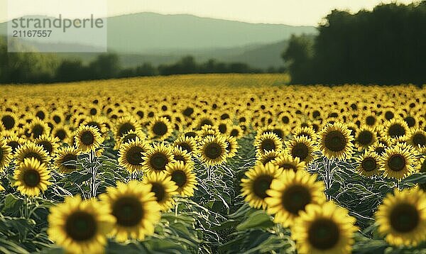 Nahaufnahme eines Sonnenblumenfeldes  selektiver Fokus AI erzeugt  KI generiert