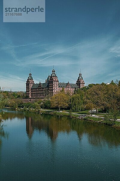 Panoramic view of Johannisburg Castle in Aschaffenburg  Germany  Europe