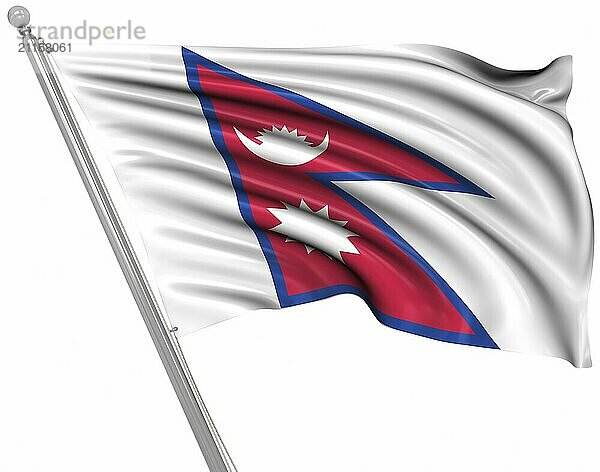 Flag of Nepal  isolated on white