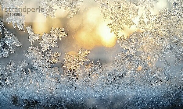 Ein Fenster mit mattiertem Glas und Schneeflocken darauf. Die Schneeflocken sind in verschiedenen Größen und Formen  und sie sind alle über das Glas verstreut. Die Szene hat eine friedliche und heitere Stimmung AI erzeugt  KI generiert