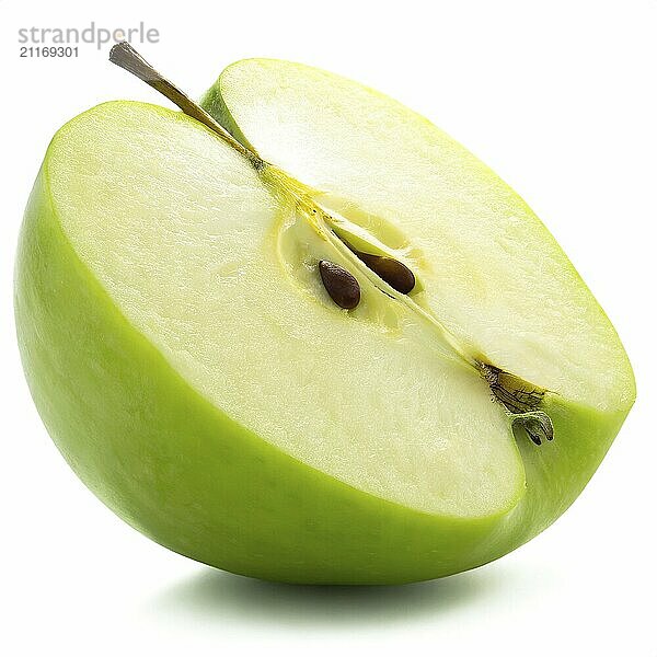 Half of a green apple isolated on a white background