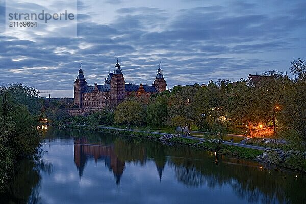 Panoramic view of Johannisburg Castle in Aschaffenburg  Germany  Europe