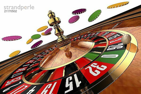 Roulette  dreidimensionales Programm  auf weißem Hintergrund