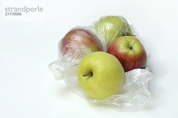 Apple in plastic bag  packaging