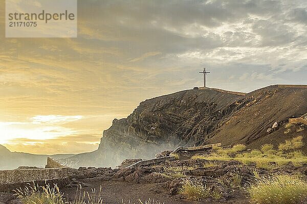 Masaya Volcano National Park Nicaragua: view on nature and landscape during sunset  in this area with an active volcano