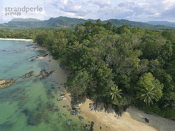 Aerial view of beauty nature tropical landscape with beach  rocks and sea in Khao Lak  Thailand  Asia