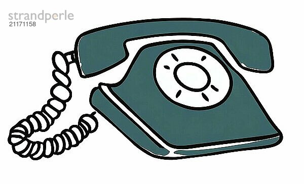 Flat illustration of old wired telephone icon isolated on white background