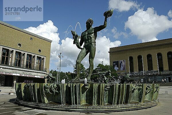 Poseidon Fountain on Götaplatsen  Gothenburg  Sweden  Europe