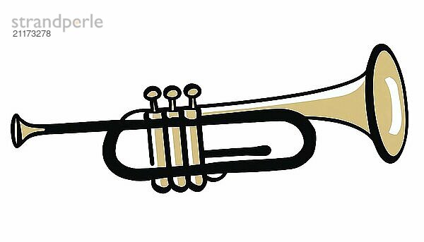 Trumpet musical instrument illustration. Flat design on a white background