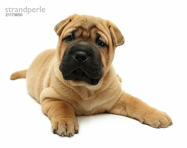 Shar pei puppy dog isolated on white