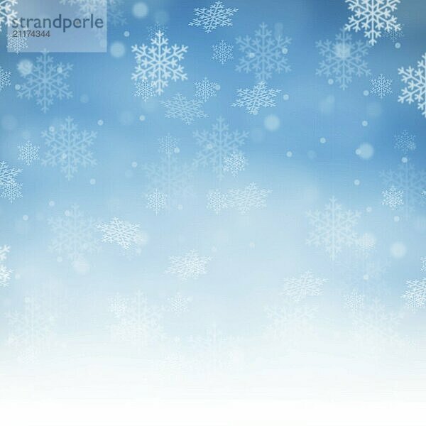 Christmas background blue Christmas background Christmas card with snow winter square snowflakes and text free space Copyspace in Stuttgart  Germany  Europe