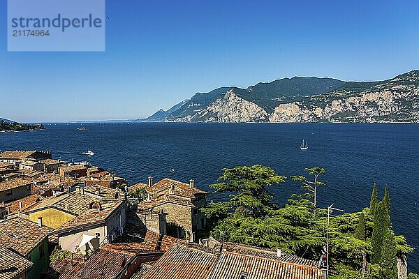 View of the old town of Malcesine on Lake Garda in Italy