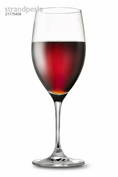 Wineglass with red wine isolated on a white background