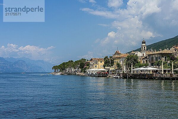 View of the old town of Torri del Benaco on Lake Garda in Italy