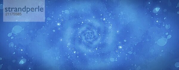 Starry blue background illustration with vortex design psychedelic shape