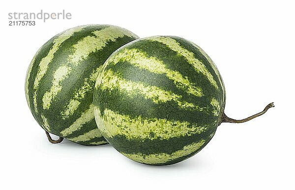 Two ripe watermelons isolated on a white background