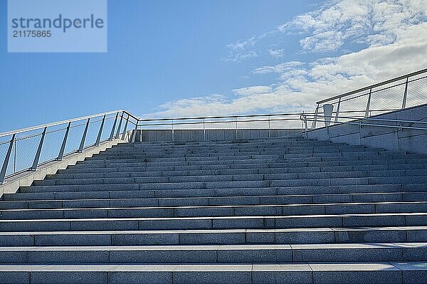 Event terrace with stairs at More og Romsdal Art Centre  blue sky in the background  Molde  Romsdal  Norway  Europe