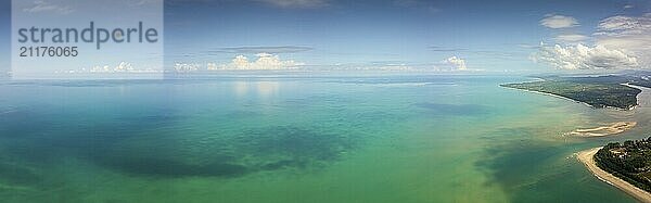 Beautiful aerial panorama landscape of tropical sea and coast in Thailand