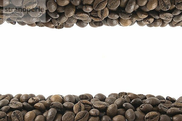 Coffee beans stripes isolated in white background