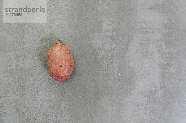 Great concept of healthy eating  potato on gray background  polished concrete