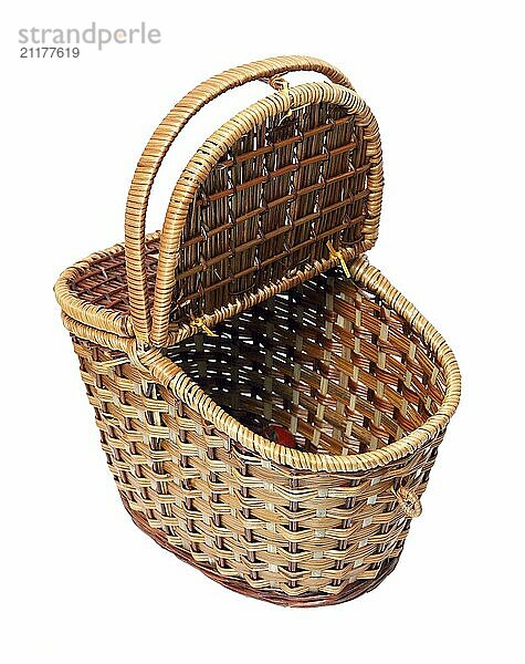 Open basket for picnic isolated on white