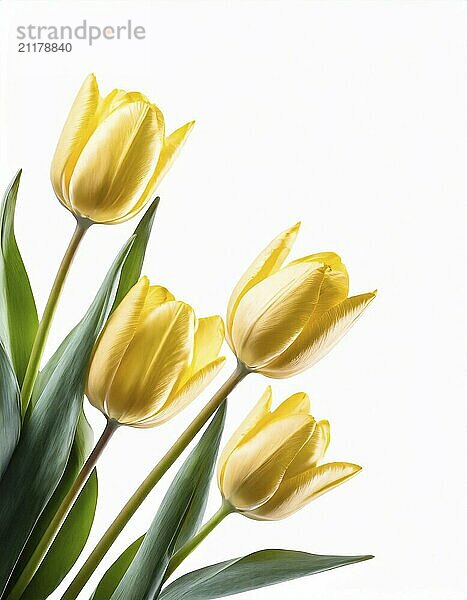 Yellow tulips isolated on white