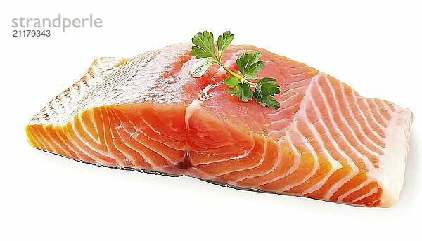 Salmon fillet isolated on white background. File contains clipping path