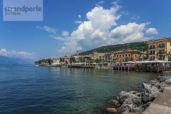 View of the old town of Torri del Benaco on Lake Garda in Italy