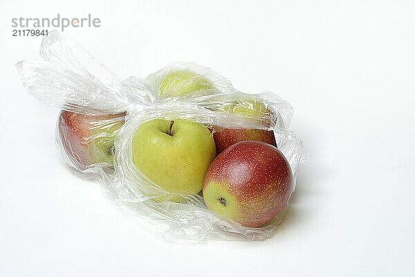 Apple in plastic bag  packaging