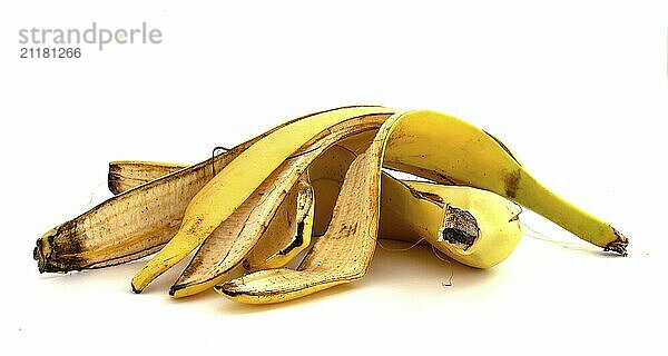 Banana peels on a white background