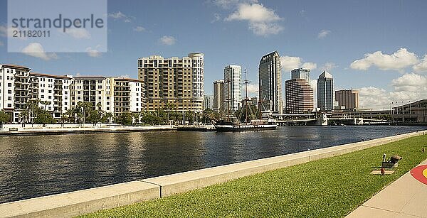 Beautiful clear sunny day on the waterways in and around the Tampa Florida metropolitan area