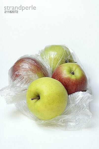 Apple in plastic bag  packaging