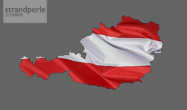 Karte  Umriss von Österreich mit Nationalflagge gestaltet