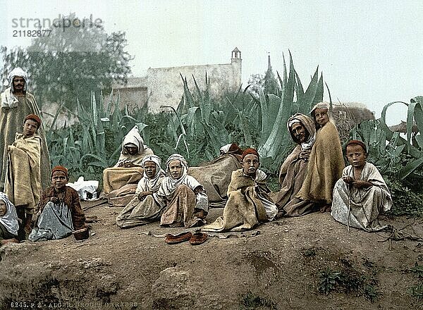 Group of Arabs  Algiers  Algeria  ca 1890  Historical  digitally restored reproduction from a 19th century original  Record date not stated  Africa